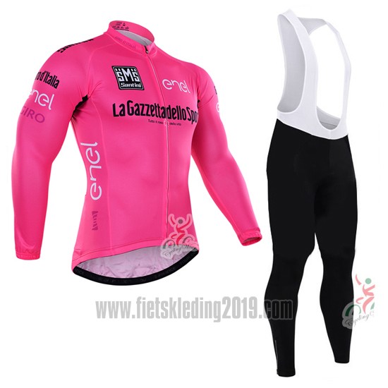 2016 Fietskleding Giro D'italie Roze en Wit Lange Mouwen en Koersbroek